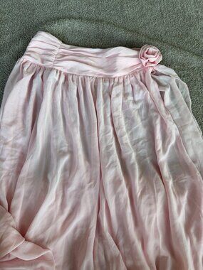 Caroline Constas Blush Pink Chiffon Rosette Maxi Skirt Coverup Size S